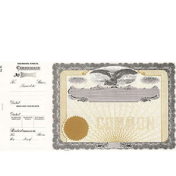 Incorporated? Indicate common holders of stock with blank, long form certificates of share. Beautiful, paper color-printing.