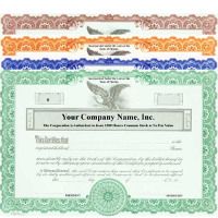 Blank Corporate Stock Certificates | HUBCO Standard [4 Color Options] (Pack  of 20)